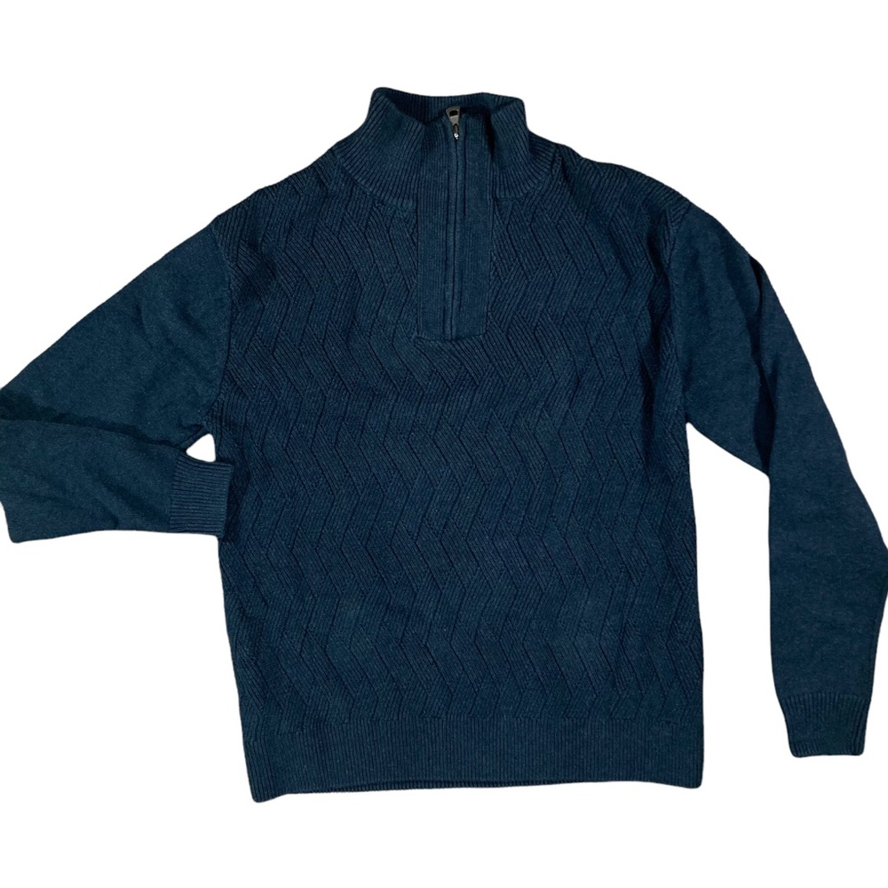 Weatherproof vintage medium knit pullover sweater mock neck 1/4 zip baby blue